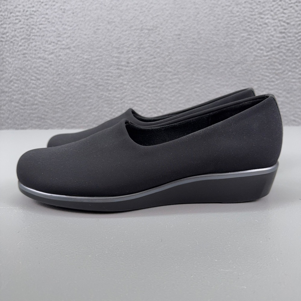SAS Shoes Womens 8.5 Slim Black Wedge Tripad Comfort Pumps Slip On Made in USA